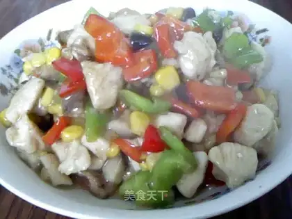 Colorful diced chicken