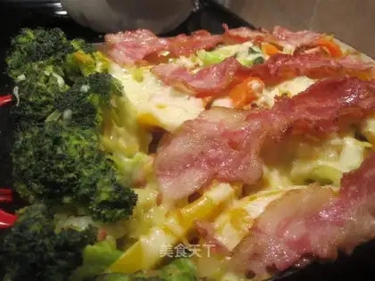Seafood bacon and seasonal vegetable rice