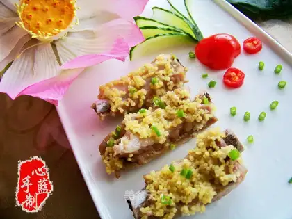 Steamed pork ribs with millet and wine aroma