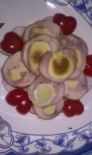 Chicken roll with egg yolk