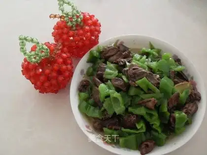 stir-fried chicken hearts with green pepper