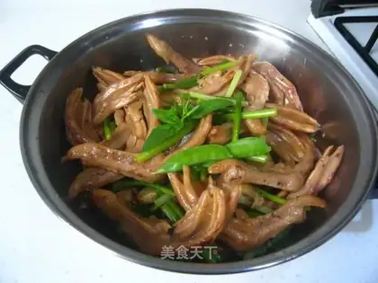 Garlic sprouts and duck palms griddle