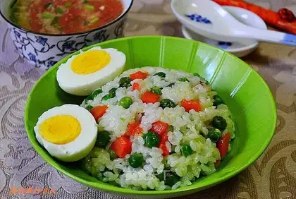 Pea and carrot rice set meal