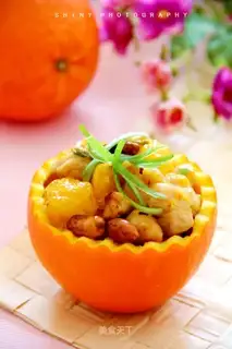 Orange chicken diced