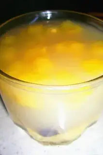 Grape, apple and yellow rice porridge