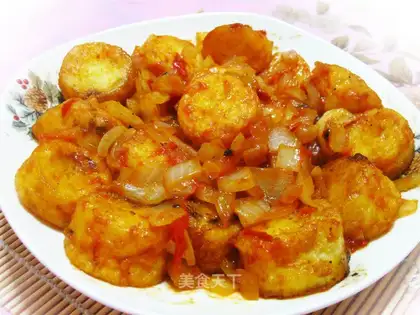 Japanese tofu in tomato sauce