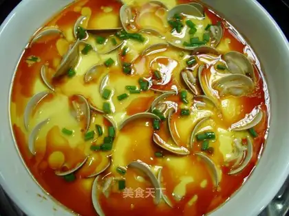 Steamed eggs with clams