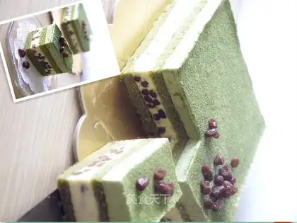 Matcha honey bean mousse cake