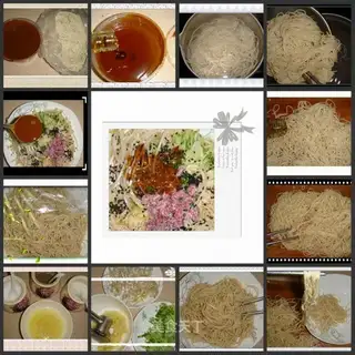 Cold noodles with all ingredients