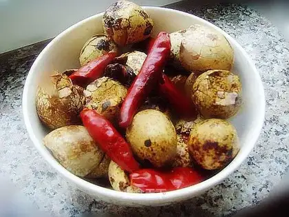 Spiced quail eggs