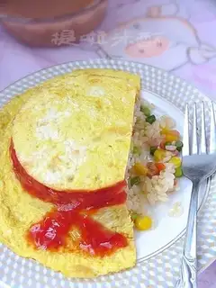 Golden straw hat rice with egg dumplings