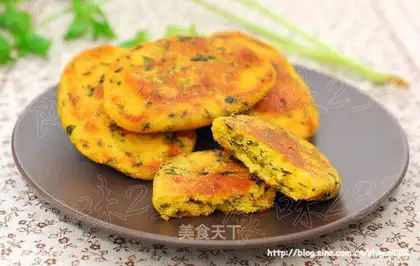 Corn flour and celery leaf cake