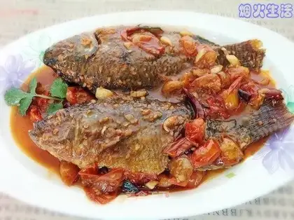 Roasted tilapia with small tomatoes