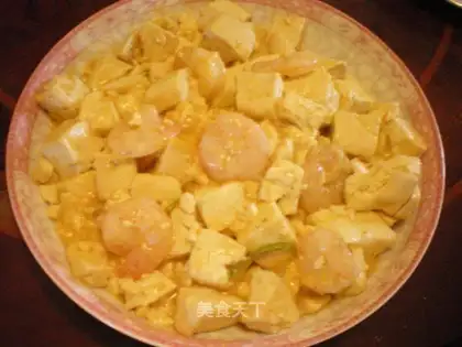 Crab roe shrimp tofu