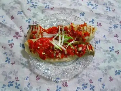 Steamed mushroom with chopped pepper
