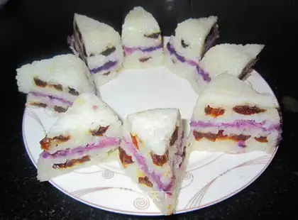 Red dates and purple potato cake