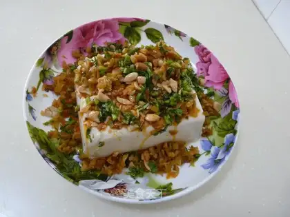 Peanut and cilantro mixed with tofu