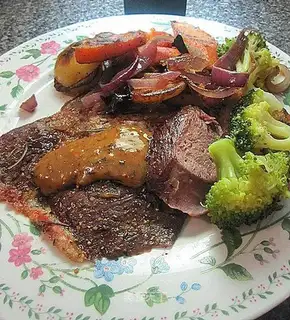 Roasted leg of lamb with garlic and rosemary