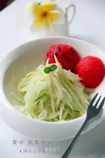 Honey choked melon skin shredded