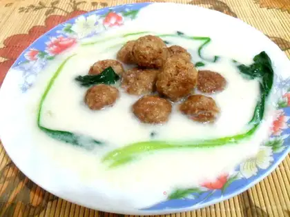 Chicken soup vegetarian lion head