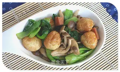 Braised quail eggs with crab mushrooms