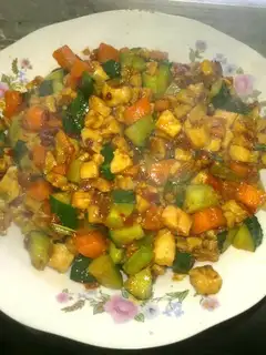 stir-fried three dices with spicy sauce