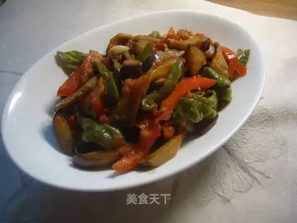 Sauteed eggplant and spicy western food