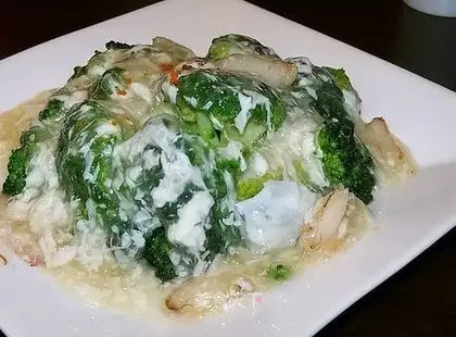 Grilled broccoli with crab