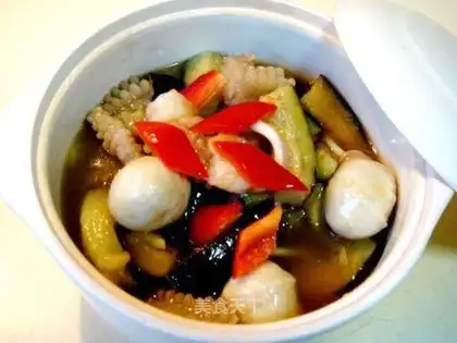 Assorted seafood and eggplant casserole