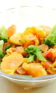 stir-fried shrimp with broccoli ham