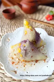 Purple sweet potato and corn-flavored rice dumplings