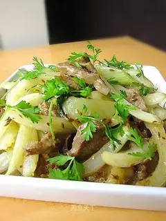 stir-fried mutton shoulder pork with fennel head