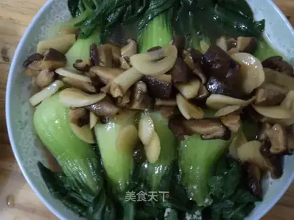 Grilled mushroom with Shanghai green