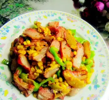 stir-fried bacon with sweet corn