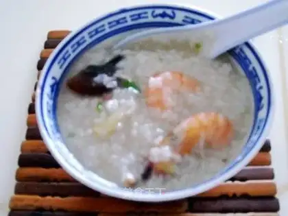 Egg shrimp congee