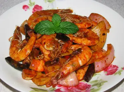 Onion spicy shrimp