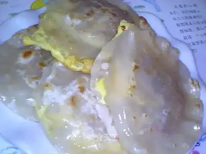 A dumpling-skin egg burrito