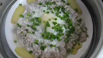 Meat and steamed eggs
