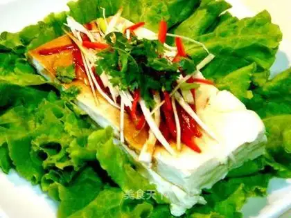 Pour tofu with oil