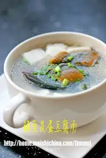 Eel preserved egg and tofu soup