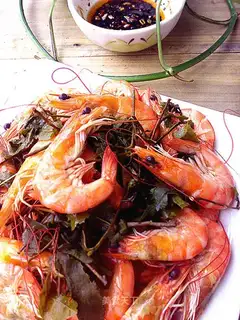 Tea and white shrimp