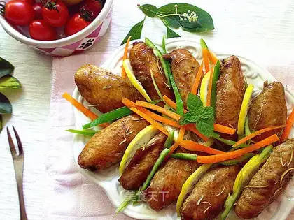 A roasted chicken wing