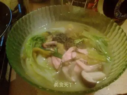 Sour sausages soup