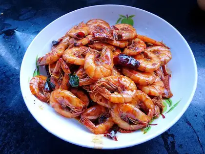 Spicy beer shrimp