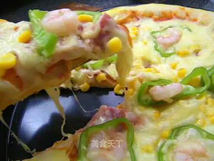 Bacon shrimp pizza