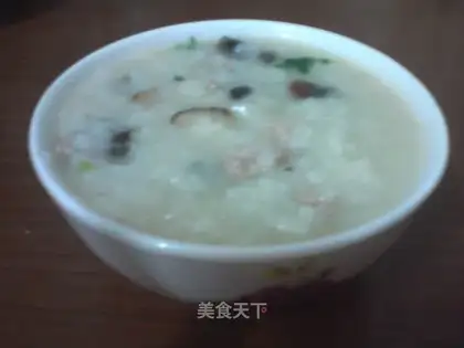 Skinny meat and mushroom congee