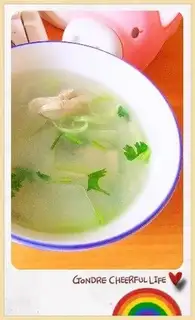 Meat slices and jade soup