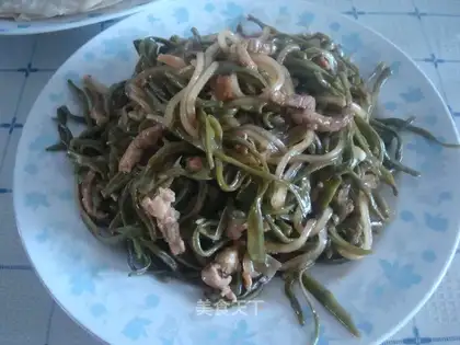 Fried pork burrito with shredded dried beans