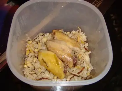 Mushroom chicken wings rice