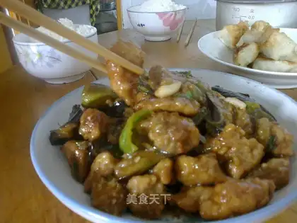 Meat and eggplant